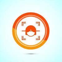 Face recognition icon design illustration, Face scanning sign, biometric icon, Orange color button design vector