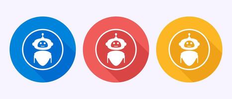 AI assistant icon design illustration. Digital or virtual assistant sign symbol, Robot icon in shadow button design. vector