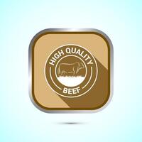 High quality beef icon design illustration, High quality beef meat badge, Fresh meat label, Gold color shadow button design vector