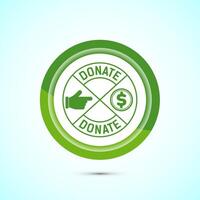 Donation icon design illustration, Donate icon sign, Charity concept symbol, Green color button design vector