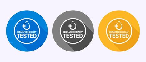 Dermatologically tested icon, dermatology test and dermatologist clinic icon design in shadow button design. vector