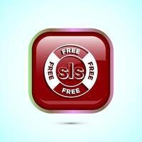 SLS free icon design illustration, SLS and SLES free label badge for web, Red color square button design vector