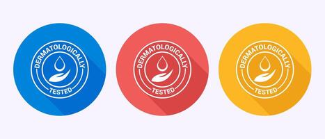 Dermatologically tested icon design illustration, dermatology test and dermatologist clinic icon in shadow button design. vector