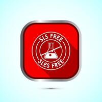 SLS free icon design illustration, SLS and SLES free label badge for web, Red color shadow button design vector