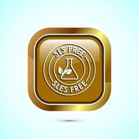 SLS free icon design illustration, SLS and SLES free label badge for web, Gold color square button design vector