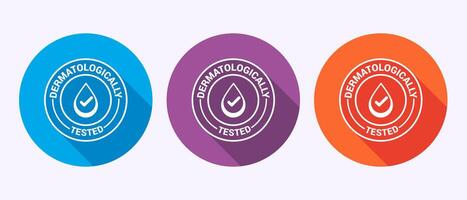 Dermatologically tested icon, dermatology test and dermatologist clinic icon in shadow button design. vector
