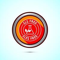 SLS free icon design illustration, SLS and SLES free label badge for web, Orange color shadow button design vector