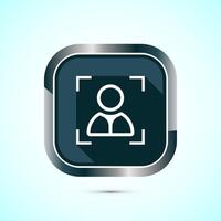 Face recognition icon design illustration, Face scanning sign, biometric icon, Gray color shadow button design vector