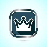 Crown icon design illustration, Royal crown sign symbol, Gray color shadow button design vector