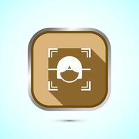 Face recognition icon design illustration, Face scanning sign, biometric icon, Gold color shadow button design vector