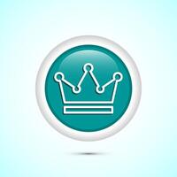 Crown icon design illustration, Royal crown sign symbol, Teal color round button design vector