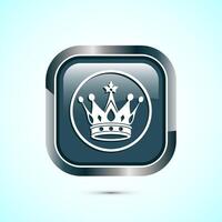 Crown icon design illustration, Royal crown sign symbol, Gray color square button design vector
