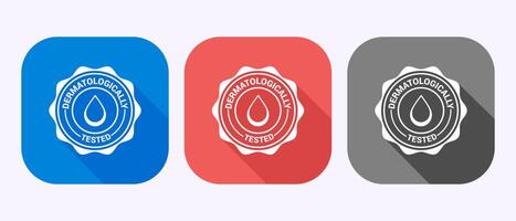 Dermatologically tested icon design illustration in shadow button design. vector