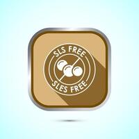 SLS free icon design illustration, SLS and SLES free label badge for web, Gold color shadow button design vector