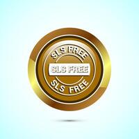 SLS free icon design illustration, SLS and SLES free label badge for web, Gold color round button design vector