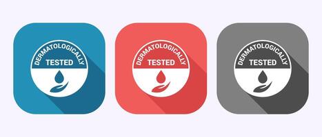 Dermatologically tested icon design, dermatology test and dermatologist clinic sign in shadow button design. vector