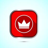 Crown icon design illustration, Royal crown sign symbol, Red color shadow button design vector