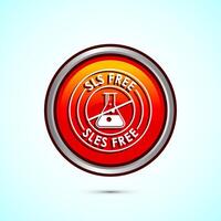 SLS free icon design illustration, SLS and SLES free label badge for web, Orange color round button design vector