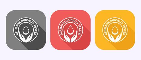 Dermatologically tested icon in shadow button design. vector