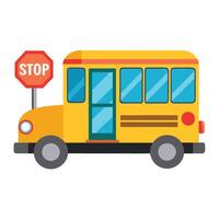 Flat Traditional School Bus Icon vector