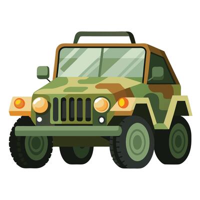 Flat Rugged Military Jeep Icon
