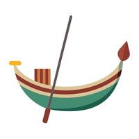 Flat Traditional Gondola Boat Icon vector