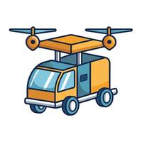 Hovering Smart Delivery Car Icon vector