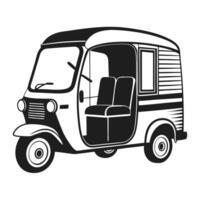 Three Wheel Monochrome Tuk Tuk Icon vector