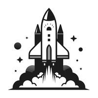Launching Monochrome Space Shuttle Icon vector
