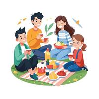 Family Having a Cozy Indoor Picnic on a Blanket for a Relaxing and Intimate Moment Together vector