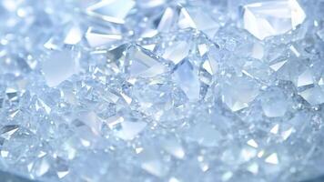 Close-up of sparkling white Clear quartz crystals with a reflective surface. video