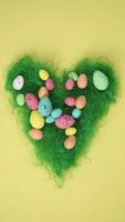 vertical easter eggs stop motion animation on yellow background video