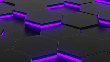 black Hexagon patterns Neon colors loop honeycomb grid animation video