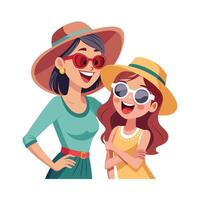 Mother and Daughter Having a Blast Trying On Oversized Sunglasses with Laughter and Smiles vector