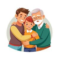 Multigenerational Family Hug with a Touching and Heartwarming Moment vector