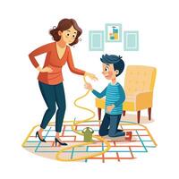 Mother and Son Displaying Their Giant Maze with Pride and Smiles vector