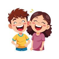 Siblings Enjoying a Fun and Playful Who Can Hold a Funny Face Challenge with Laughter and Smiles vector