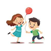 Siblings Trying a Balloon Pop Challenge with Feet and Fun vector