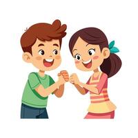 Siblings Enjoying a Fun and Playful Thumb War with Laughter and Smiles vector