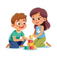 Siblings Enjoying a Fun and Playful Moment Together with Laughter and Smiles vector