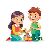 Siblings Playing Together with a Joyful and Playful Moment vector