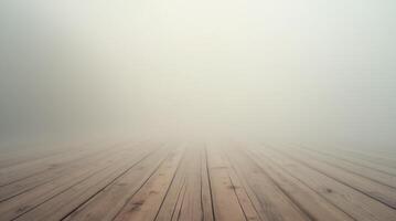 Empty wooden floor with soft foggy background. Natural wood texture with copy space for product display, design, or presentation photo