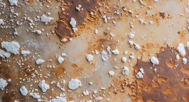 Abstract Rusty Metal Surface Texture With White Deposits. photo