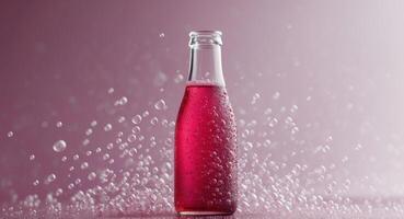 Macro Shot of Raspberry Soda with Deep Magenta Background and Bubbles photo