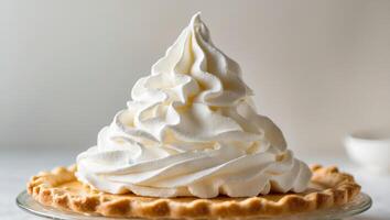 Fresh Whipped Cream Swirl on Delicious Pie. photo