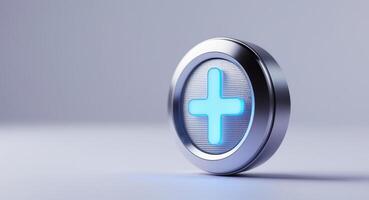 Future plus button showing upcoming time and technology. photo