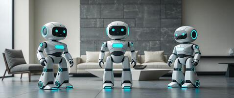 Futuristic Robots in a Modern Home Setting photo