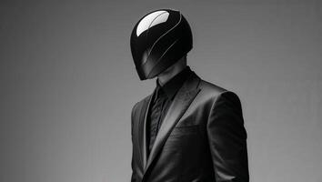 A man in a suit and a helmet photo