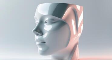 Abstract Sculpture of a Stylized Female Face in Glossy Finish. photo