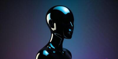 Futuristic black mannequin with iridescent reflection. photo